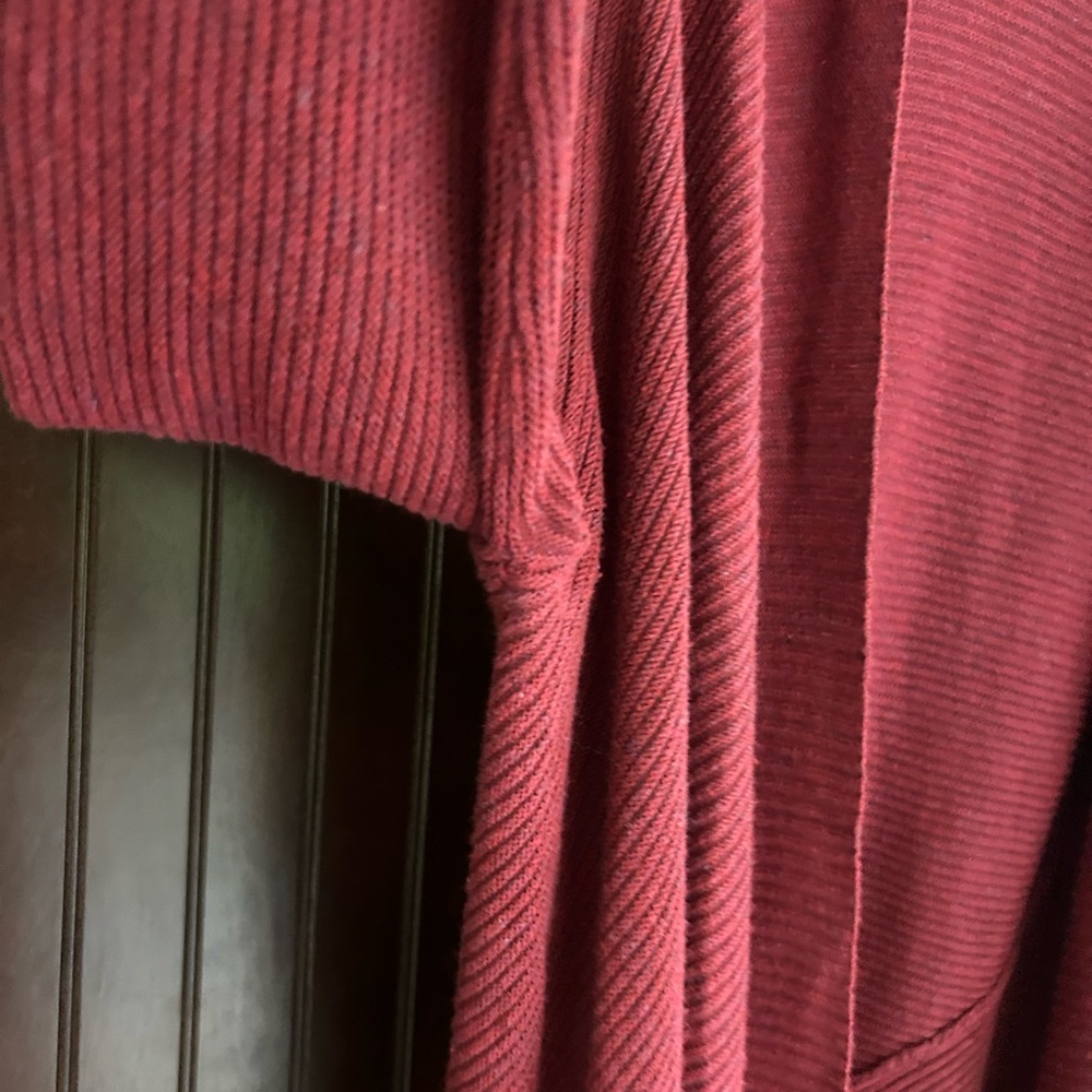 EILEEN FISHER Burgundy Cotton Linen Rib Knit Open Cardigan Relaxed Comfort Small - Picture 5 of 11